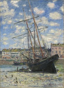 Båd ved lavvande af Claude Monet