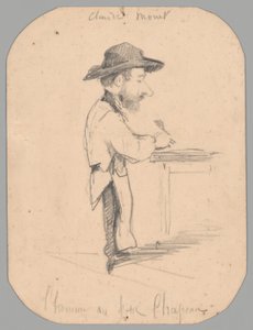 Karikatur af en mand i den lille hat af Claude Monet