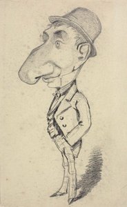 Karikatur af en mand med en stor næse af Claude Monet