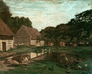 Gårdsplads i Normandiet af Claude Monet
