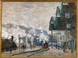 Gare St. Lazare, den vestlige havn (olie på lærred) af Claude Monet
