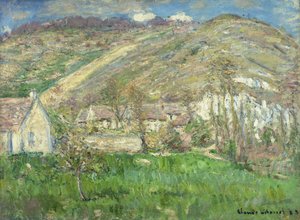 Hamlet i klipperne nær Giverny; Hameau de Falaises pres Giverny, 1885 af Claude Monet