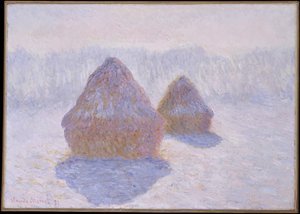 Høstakke (effekt af sne og sol) af Claude Monet