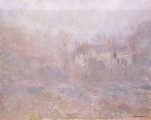 Huse ved Falaise i tågen, 1885 af Claude Monet