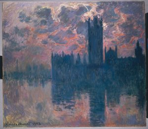 Parlamentshuse, solnedgang, 1902 af Claude Monet