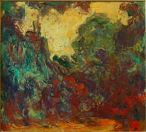 Huset set fra rosenhaven (Das Haus des Künstlers v af Claude Monet