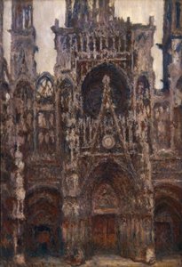 Rouens katedral, portalen set forfra, brun harmoni af Claude Monet