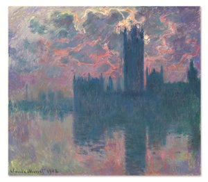 Le Parlement, soleil couchant (Parlamentsbygningen ved solnedgang) af Claude Monet