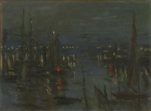 Le Havre havn, nateffekt Le Havre havn om natten, 1873. af Claude Monet