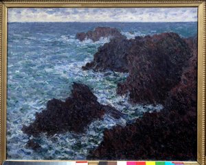 The Rocks of Belle Ile (Belle-Ile), den vilde kyst Maleri af Claude Monet (1840-1926) 1800-tallet søn. 0,65x0,81m. Paris, Musee d