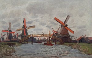 Møller ved Westzijderveld nær Zaandam af Claude Monet
