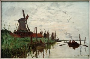 Mølle i Zaandam af Claude Monet