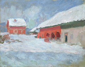 Norge, Røde Huse ved Bjørnegaard, 1895 af Claude Monet