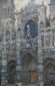 Rouen-katedralen, portalen; gråvejr af Claude Monet