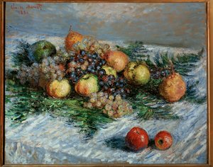 Stilleben med frugt (olie på lærred) af Claude Monet
