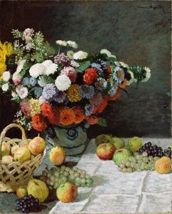 Stilleben med blomster og frugt, 1869 af Claude Monet