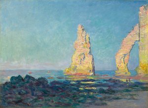 Nåleklippen ved Étretat, lavvande, 1883. af Claude Monet