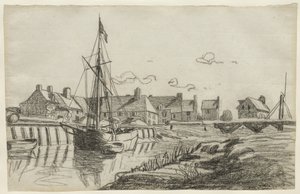 Havnen i Touques, ca. 1864 af Claude Monet