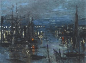 Havnen i Le Havre, Nateffekt; Havre Havre, Nateffekt, 1873 af Claude Monet