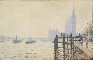 Themsen under Westminster ... (olie på lærred) af Claude Monet