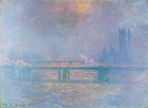 Themsen med Charing Cross Bridge af Claude Monet