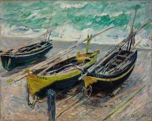 Tre fiskerbåde af Claude Monet
