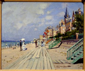 Trouville strand. Maleri af Claude Monet (1840-1926) af Claude Monet