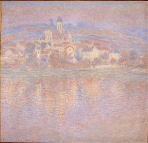 Vetheuil, solnedgang (maleri på lærred) af Claude Monet