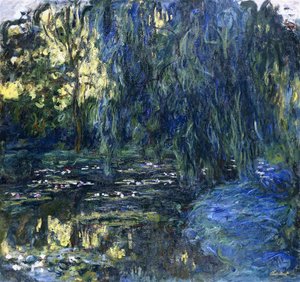 Udsigt over lilyponden med pil, ca. 1917-1919 af Claude Monet