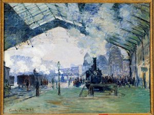 Näkymä Saint Lazaren rautatieasemalle Pariisissa ja Normandian junalle af Claude Monet