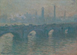 Waterloo Bridge, gråvejr, 1900. af Claude Monet
