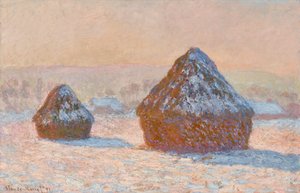 Hvedestakke, sneeffekt, morgen (Meules, Effet de Neige, Le Matin) af Claude Monet