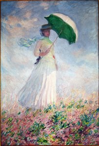 Kvinde med en parasol vendt mod højre af Claude Monet