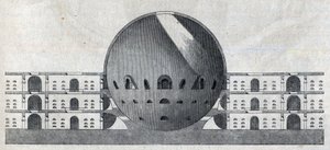 Tværsnit af en kirkegårdsplan for byen Chaux af Claude Nicolas Ledoux (1736-1806).