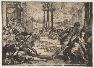 En massakre af Triumviratet, ca. 1624. af Claude Vignon