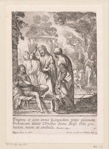 Helbredelse af manden ved poolen i Bethesda Miracula Domini Nostri Jesu Christi (serietitel) Mirakler af Kristus (serietitel) af Claude Vignon