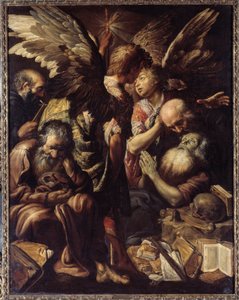 Sankt Antonius død (sankt Antonius den Store, 250/51-356) (eller Sankt Antonius Eremitten eller Sankt Antonius Abbe). Maleri (Vanite) af Claude Vignon (1593-1670) af Claude Vignon