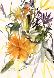 Morgenfrue og andre blomster, 2004 (akvarel)