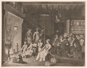 Vågenat på gården om vinteren, planche 16 fra Pastorales
