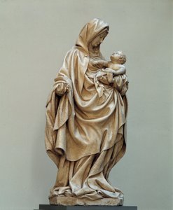 Jomfru med druestatue tilskrevet Claus de Werve (1380-1439) fra Claus Sluters skole. 15. århundrede. Auxonne-kirken (Cote d
