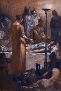 Briseis klage (ved synet af Patrocles sår). Illustration af Clement Gontier (1876-1918) til Homeres "Iliaden" (Omero). Paris, Henri Laurens