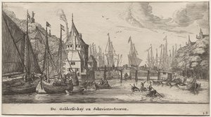 Forskellige skibe og udsigter over Amsterdam (Verscheÿde Schepen en Gesichten van Amstelredam), del II: Geldersche Quai og Schreiers Tower