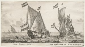 Forskellige skibe og udsigter over Amsterdam (Verscheÿde Schepen en Gesichten van Amstelredam), del II: Dutch Admiralty Yacht. Et Vagtskib