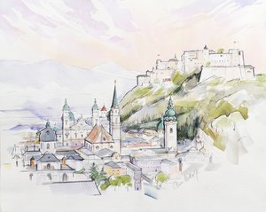 Salzburg Sunrise (wc på papir)