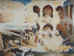 Fondouk des Peaussiers, Fez, 2000 (akvarel) af Clive Wilson