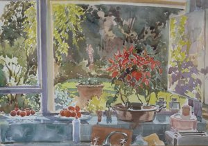 Fra køkkenvinduet, 2002 (akvarel)