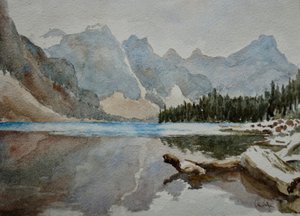 Moraine Lake IMG_2024, 2015 (akvarel) af Clive Wilson
