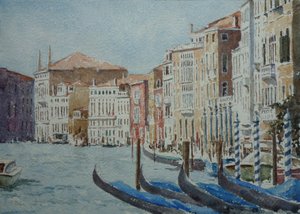 Kohti Palazzo Balbia, 2020 (akvarelli) af Clive Wilson
