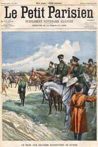 Zaren (Nicholas II) til Ruslands store manøvrer. Forside "" Le Peute Parisien"" fra 08/09/1901.