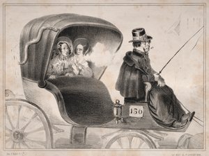 Nyheder: Ulemperne ved offentlige biler: Kusken fra..., 1839.